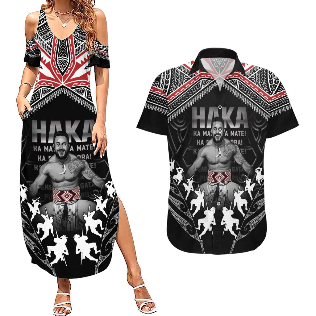 New Zealand Aotearoa Couples Matching Summer Maxi Dress and Hawaiian Shirt Traditional Kapa Haka