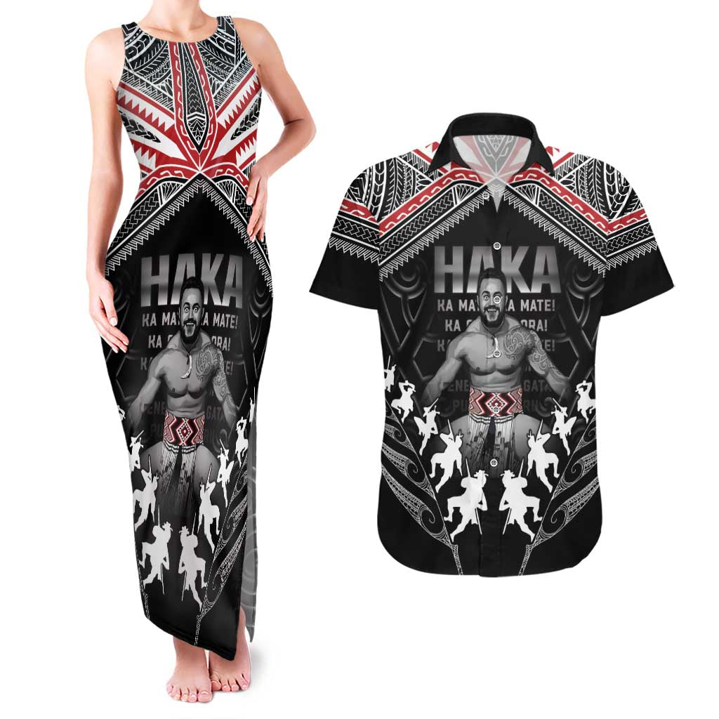 New Zealand Aotearoa Couples Matching Tank Maxi Dress and Hawaiian Shirt Traditional Kapa Haka