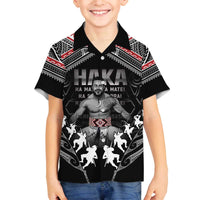 New Zealand Aotearoa Family Matching Off The Shoulder Long Sleeve Dress and Hawaiian Shirt Traditional Kapa Haka