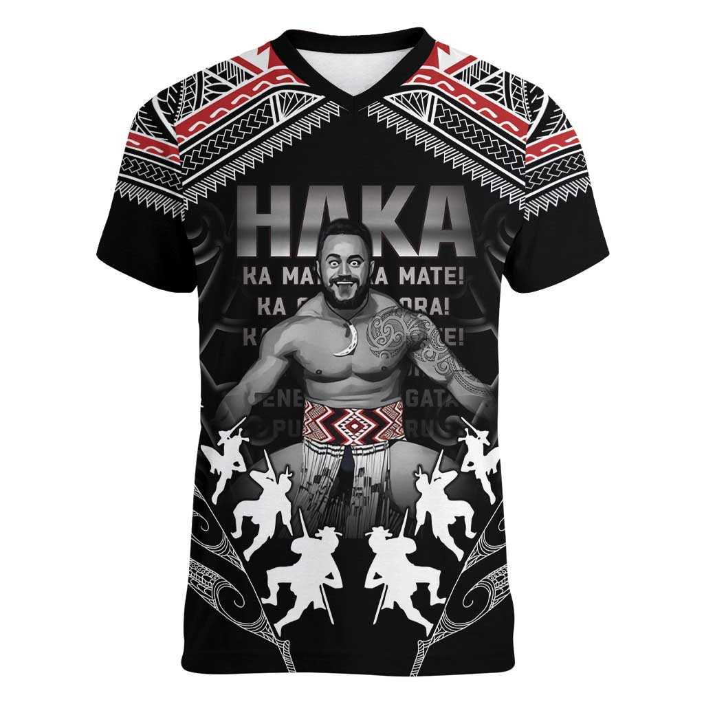 New Zealand Aotearoa Women V-Neck T-Shirt Traditional Kapa Haka LT05 Female Black - Polynesian Pride