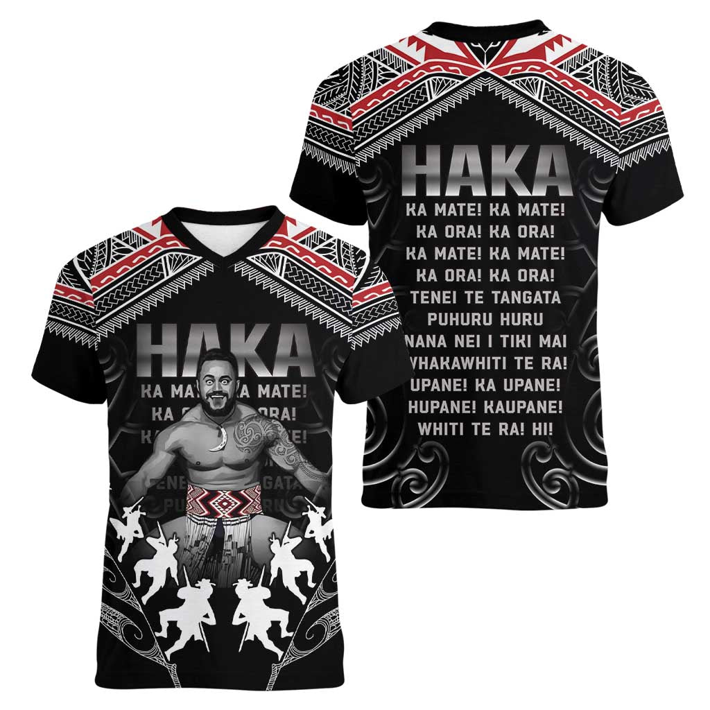 New Zealand Aotearoa Women V-Neck T-Shirt Traditional Kapa Haka LT05 - Polynesian Pride