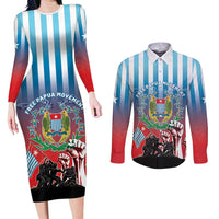 Personalised Free West Papua Couples Matching Long Sleeve Bodycon Dress and Long Sleeve Button Shirt One People One Soul Unique Style - Polynesian Pride