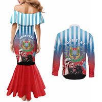 Personalised Free West Papua Couples Matching Mermaid Dress and Long Sleeve Button Shirt One People One Soul Unique Style - Polynesian Pride