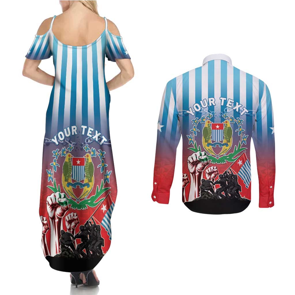 Personalised Free West Papua Couples Matching Summer Maxi Dress and Long Sleeve Button Shirt One People One Soul Unique Style LT05 - Polynesian Pride
