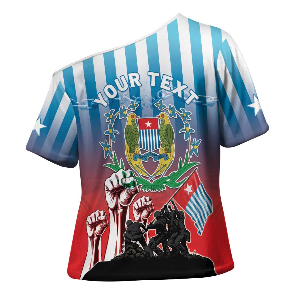 Personalised Free West Papua Cross Shoulder Shirt One People One Soul Unique Style - Polynesian Pride