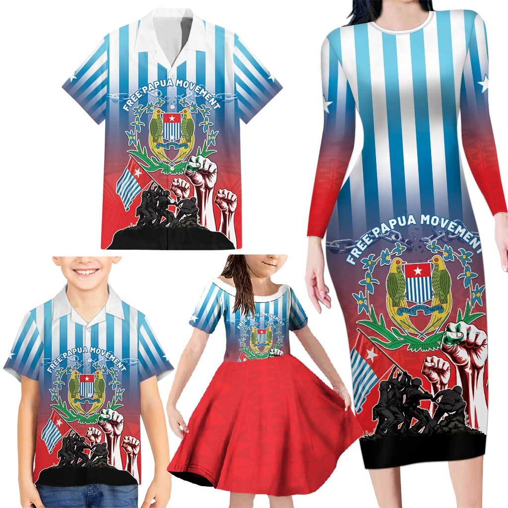 Personalised Free West Papua Family Matching Long Sleeve Bodycon Dress and Hawaiian Shirt One People One Soul Unique Style LT05 - Polynesian Pride