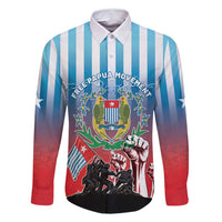 Personalised Free West Papua Family Matching Long Sleeve Bodycon Dress and Hawaiian Shirt One People One Soul Unique Style LT05 Dad's Shirt - Long Sleeve Blue - Polynesian Pride
