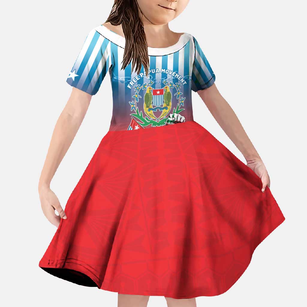Personalised Free West Papua Family Matching Summer Maxi Dress and Hawaiian Shirt One People One Soul Unique Style LT05 Daughter's Dress Blue - Polynesian Pride