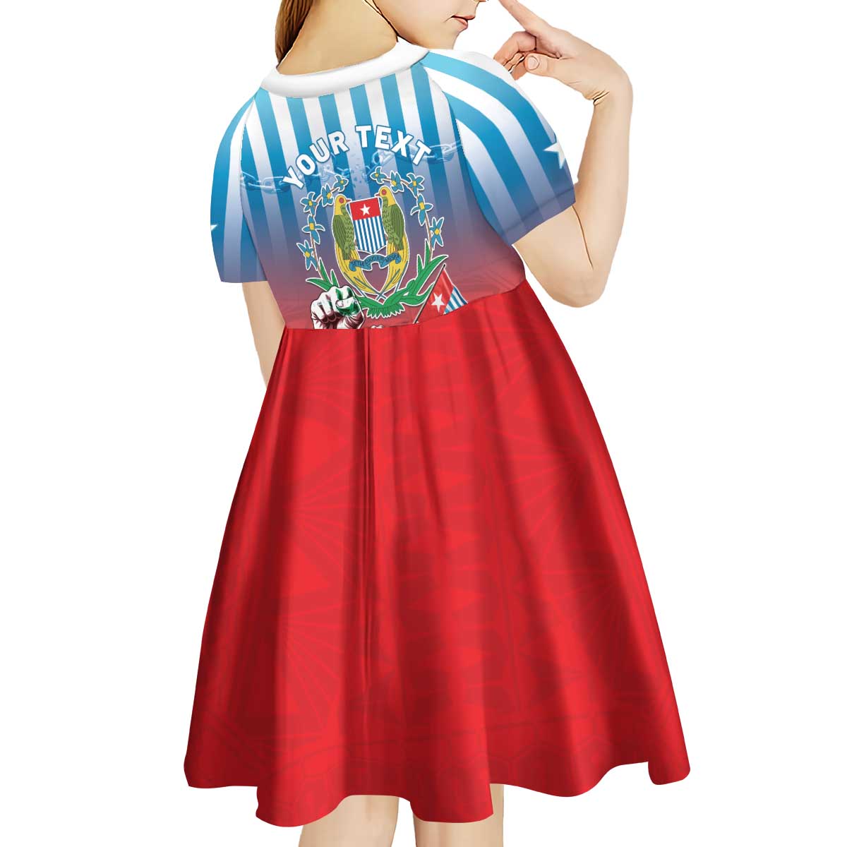 Personalised Free West Papua Kid Short Sleeve Dress One People One Soul Unique Style - Polynesian Pride