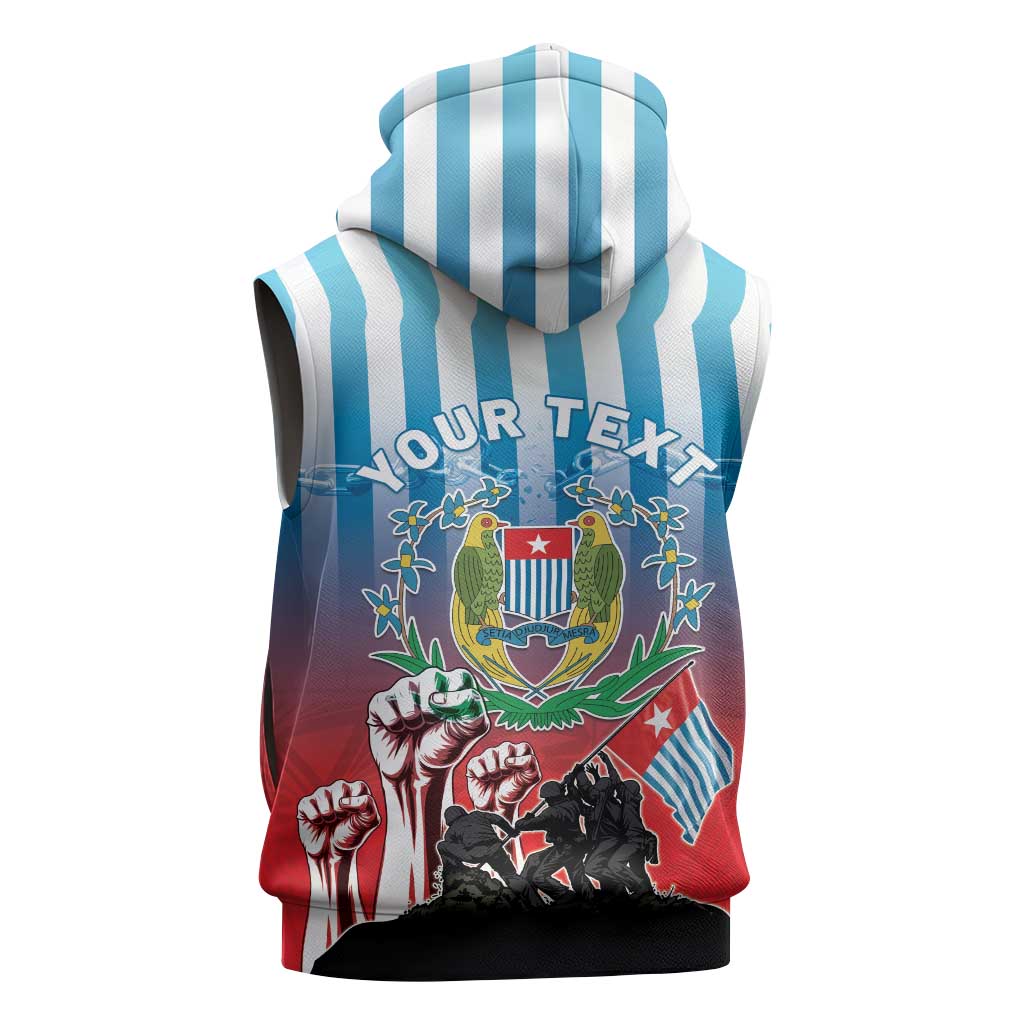 Personalised Free West Papua Sleeveless Zip Hoodie One People One Soul Unique Style - Polynesian Pride