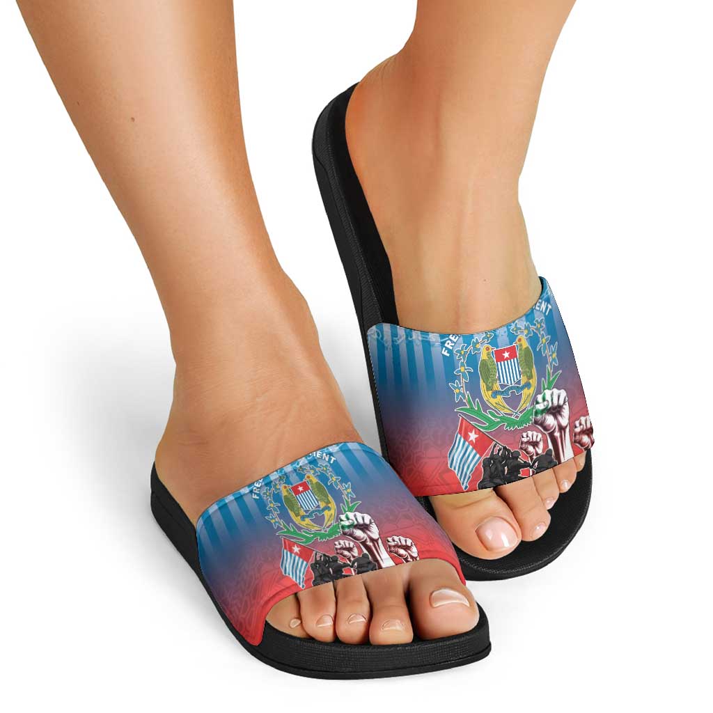 Free West Papua Slide Sandals One People One Soul Unique Style - Polynesian Pride