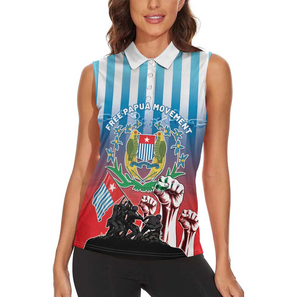 Personalised Free West Papua Women Sleeveless Polo Shirt One People One Soul Unique Style - Polynesian Pride