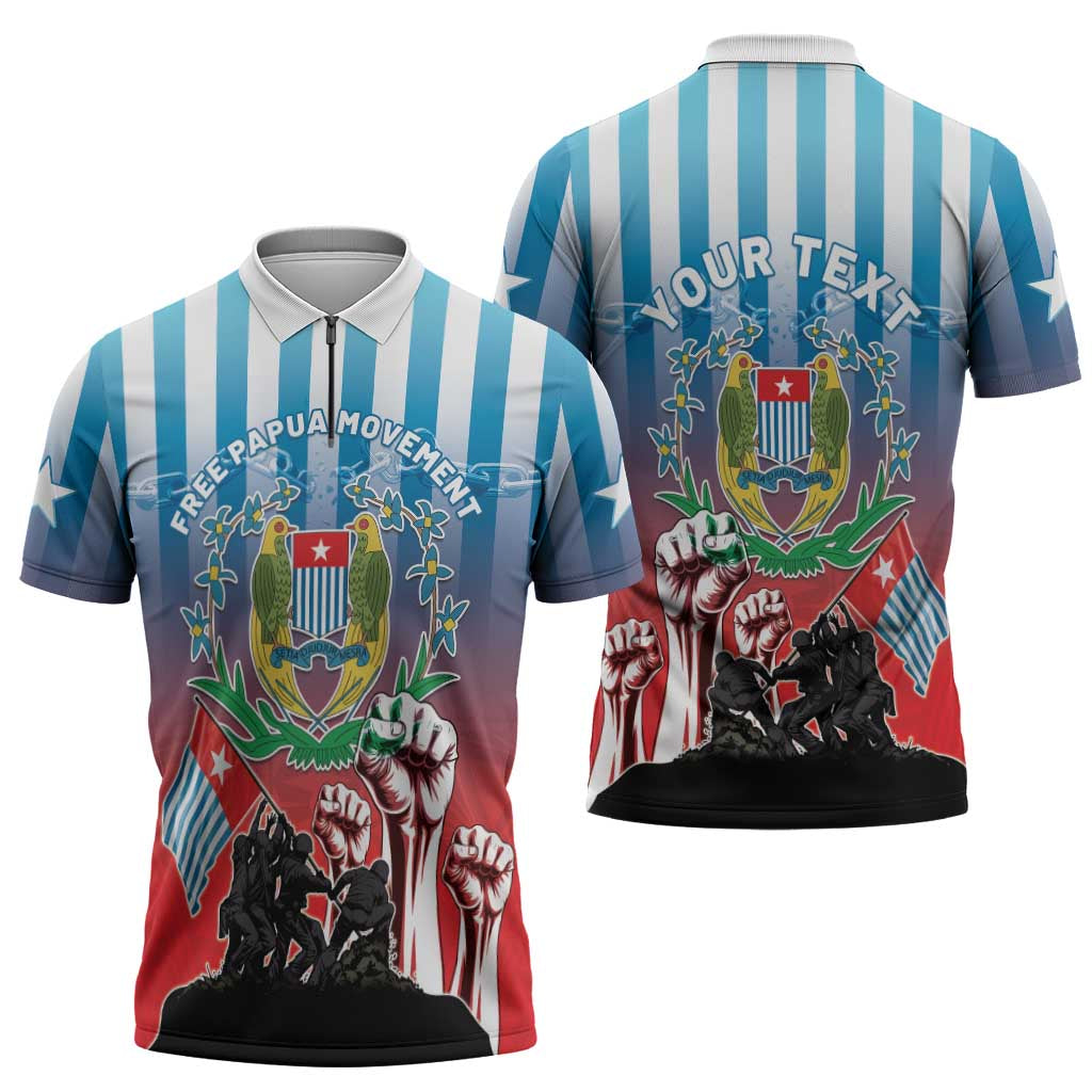 Personalised Free West Papua Zipper Polo Shirt One People One Soul Unique Style - Polynesian Pride