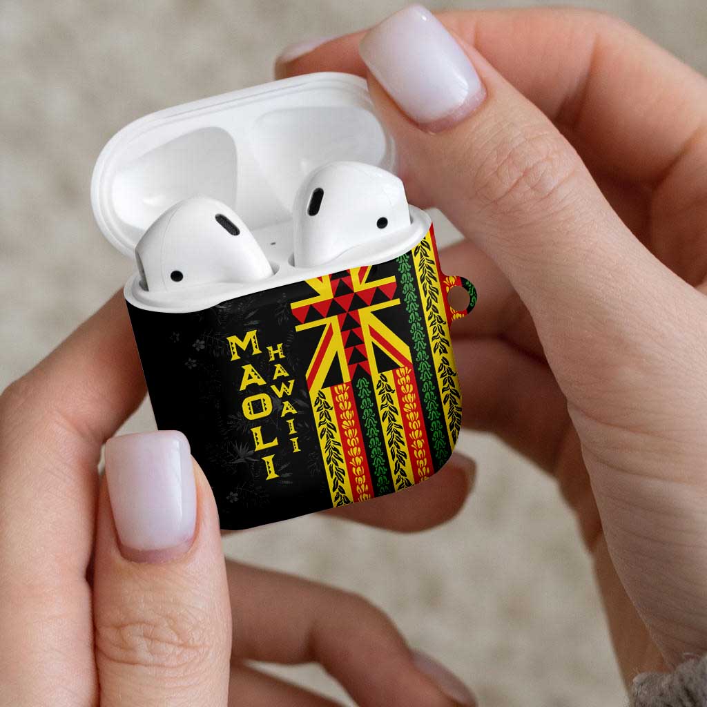 Hawaii Maoli Spirit AirPods Case Kakau Pattern With Flower Lei - Polynesian Pride
