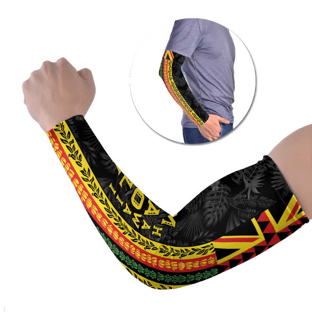 Hawaii Maoli Spirit Arm Sleeves Kakau Pattern With Flower Lei - Polynesian Pride