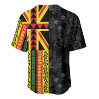 Hawaii Maoli Spirit Baseball Jersey Kakau Pattern With Flower Lei - Polynesian Pride