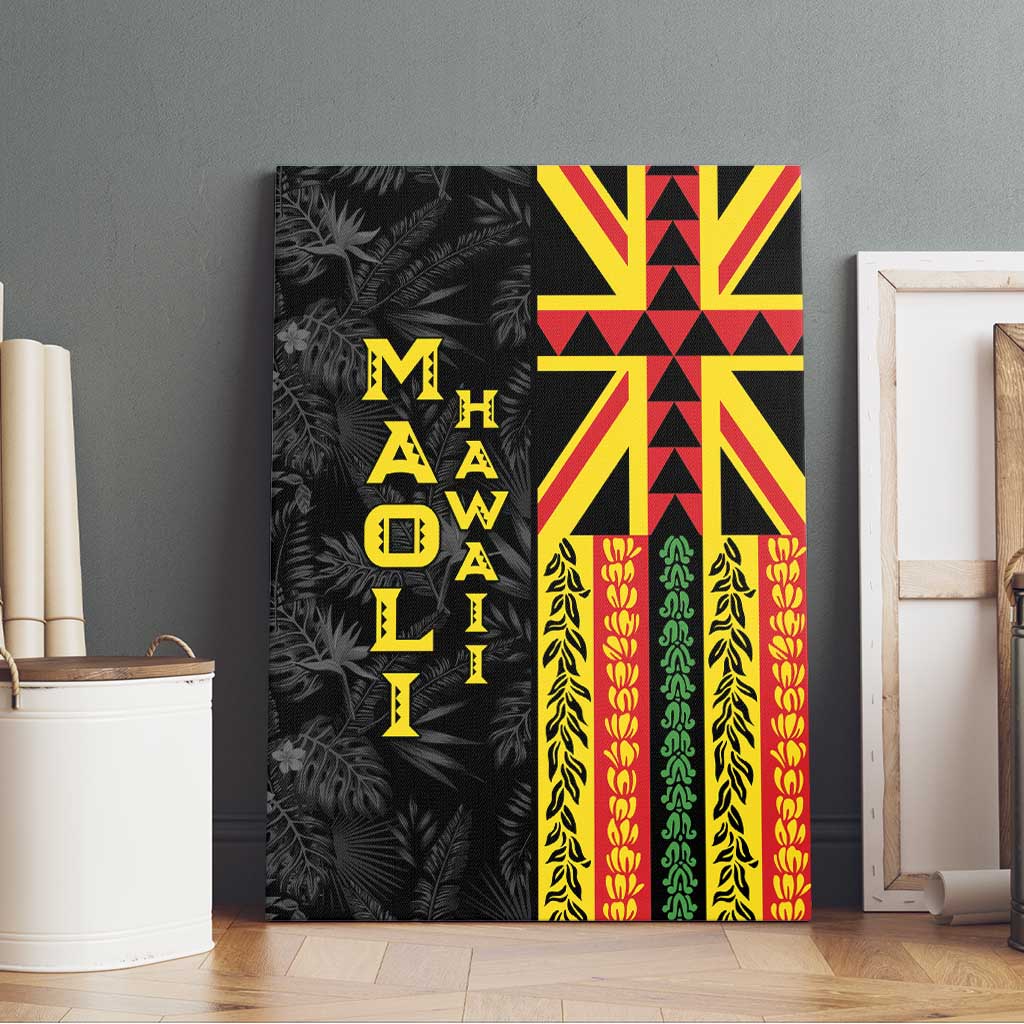Hawaii Maoli Spirit Canvas Wall Art Kakau Pattern With Flower Lei - Polynesian Pride