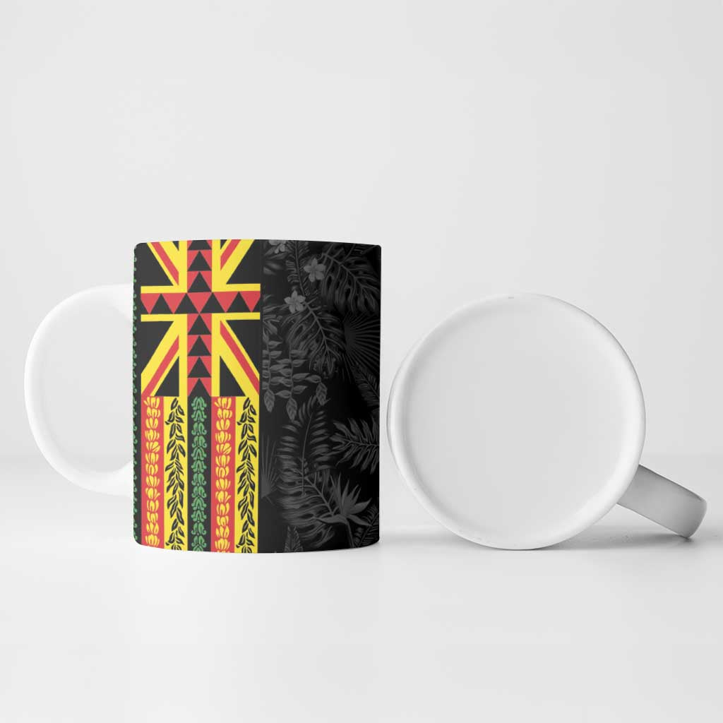 Hawaii Maoli Spirit Ceramic Mug Kakau Pattern With Flower Lei - Polynesian Pride