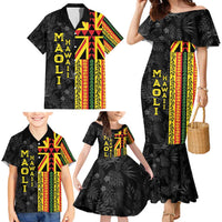 Hawaii Maoli Spirit Family Matching Mermaid Dress and Hawaiian Shirt Kakau Pattern With Flower Lei LT05 - Polynesian Pride