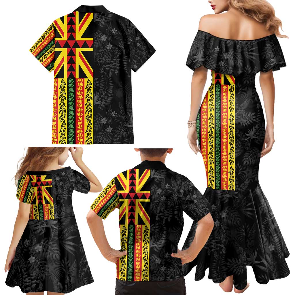 Hawaii Maoli Spirit Family Matching Mermaid Dress and Hawaiian Shirt Kakau Pattern With Flower Lei LT05 - Polynesian Pride