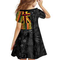 Hawaii Maoli Spirit Family Matching Off The Shoulder Long Sleeve Dress and Hawaiian Shirt Kakau Pattern With Flower Lei LT05 - Polynesian Pride