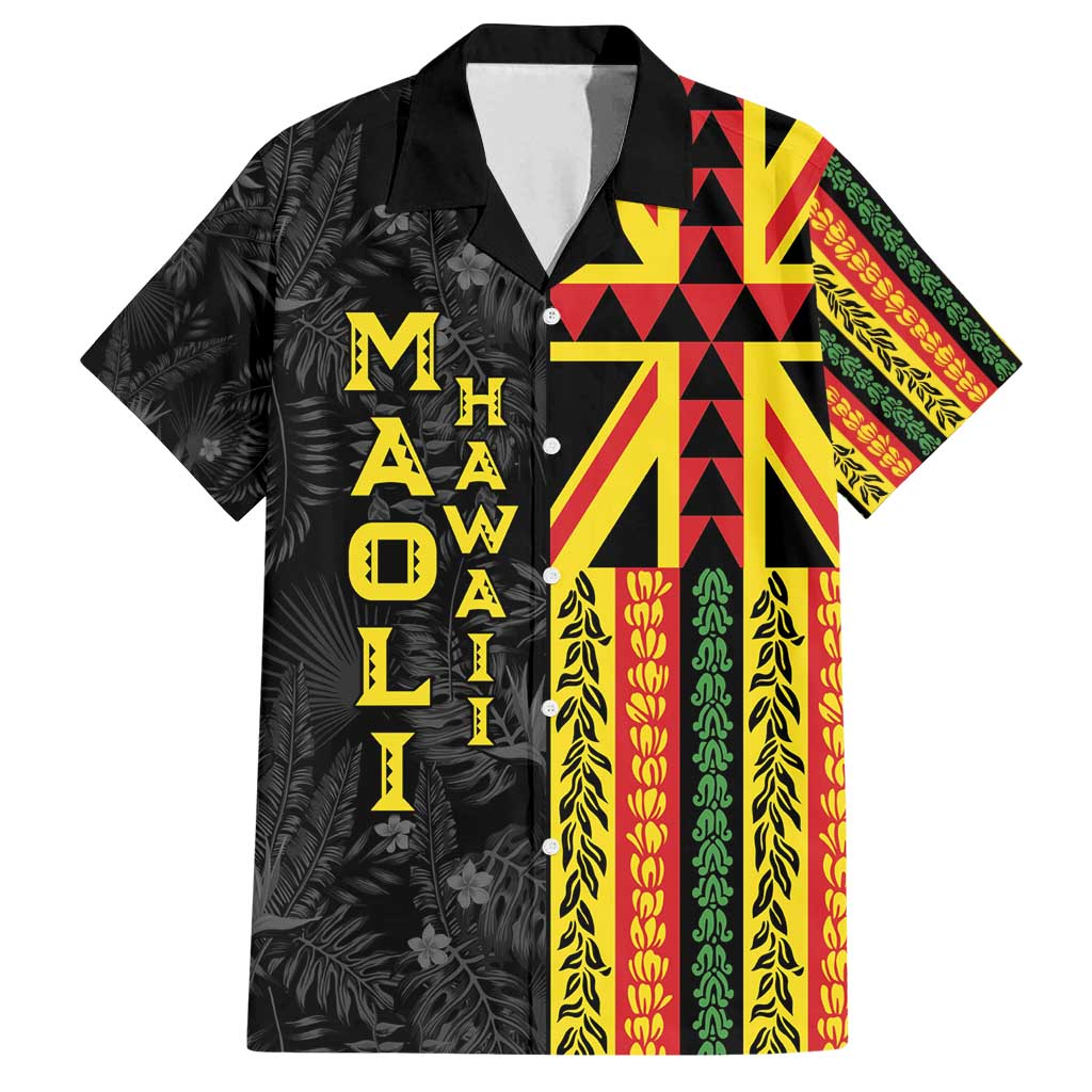 Hawaii Maoli Spirit Family Matching Off Shoulder Short Dress and Hawaiian Shirt Kakau Pattern With Flower Lei LT05 Dad's Shirt - Short Sleeve Black - Polynesian Pride