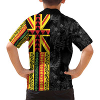 Hawaii Maoli Spirit Family Matching Tank Maxi Dress and Hawaiian Shirt Kakau Pattern With Flower Lei LT05 - Polynesian Pride