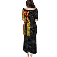 Hawaii Maoli Spirit Puletasi Kakau Pattern With Flower Lei - Polynesian Pride