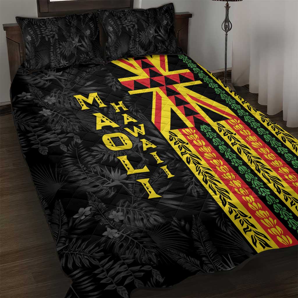 Hawaii Maoli Spirit Quilt Bed Set Kakau Pattern With Flower Lei - Polynesian Pride
