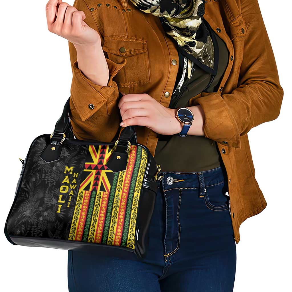 Hawaii Maoli Spirit Shoulder Handbag Kakau Pattern With Flower Lei - Polynesian Pride