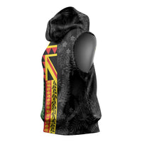 Hawaii Maoli Spirit Sleeveless Hoodie Kakau Pattern With Flower Lei - Polynesian Pride