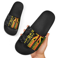 Hawaii Maoli Spirit Slide Sandals Kakau Pattern With Flower Lei - Polynesian Pride
