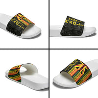 Hawaii Maoli Spirit Slide Sandals Kakau Pattern With Flower Lei - Polynesian Pride