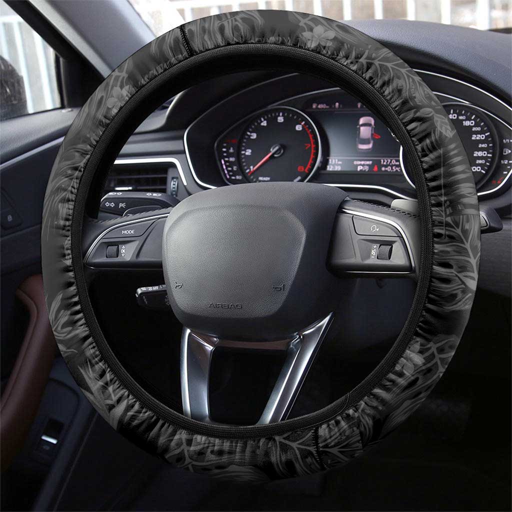 Hawaii Maoli Spirit Steering Wheel Cover Kakau Pattern With Flower Lei - Polynesian Pride