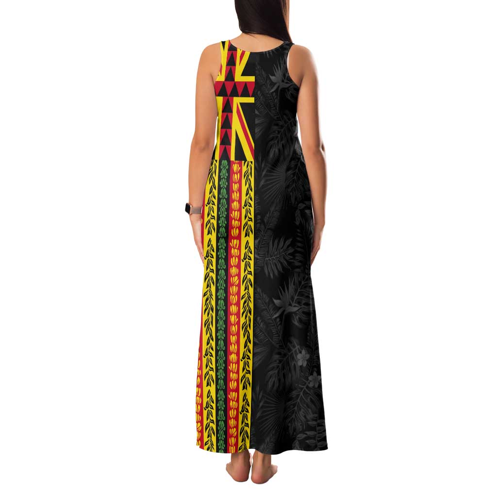 Hawaii Maoli Spirit Tank Maxi Dress Kakau Pattern With Flower Lei LT05 - Polynesian Pride