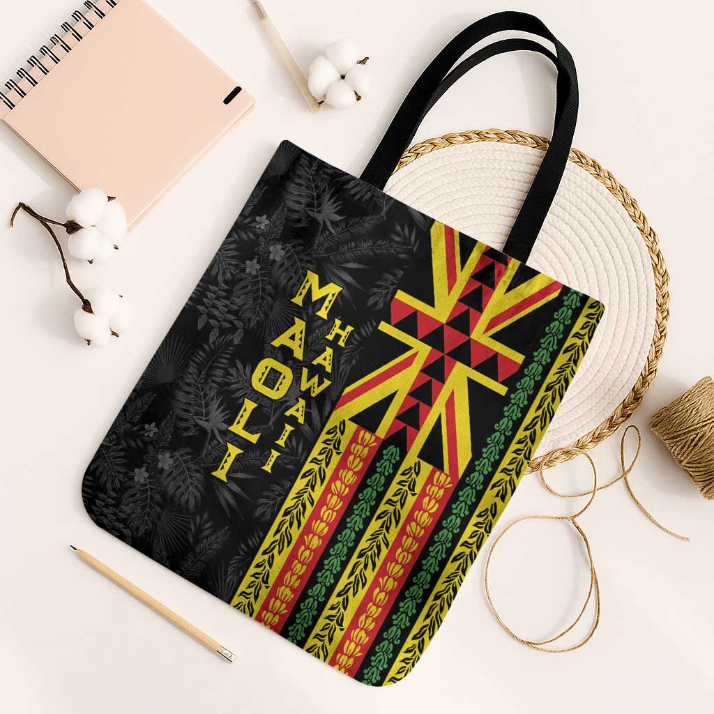 Hawaii Maoli Spirit Tote Bag Kakau Pattern With Flower Lei - Polynesian Pride