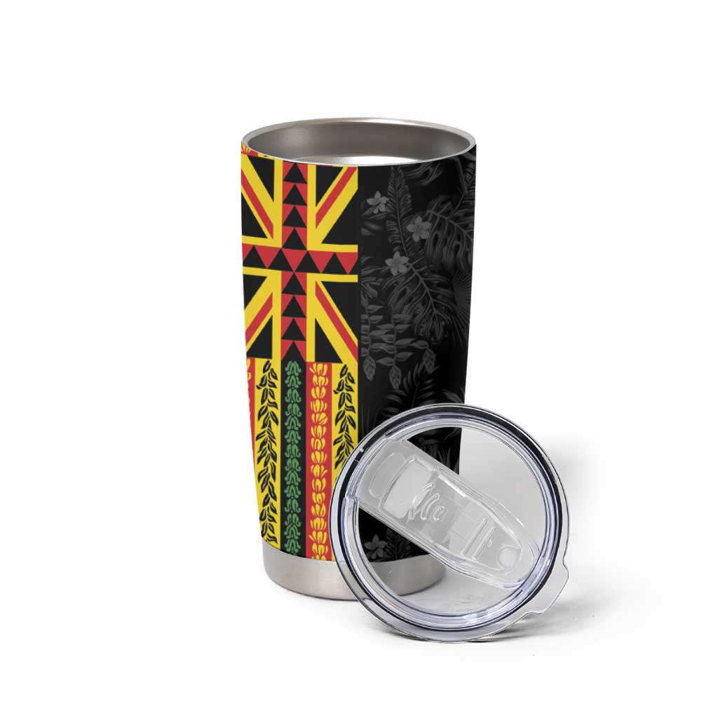 Hawaii Maoli Spirit Tumbler Cup Kakau Pattern With Flower Lei - Polynesian Pride