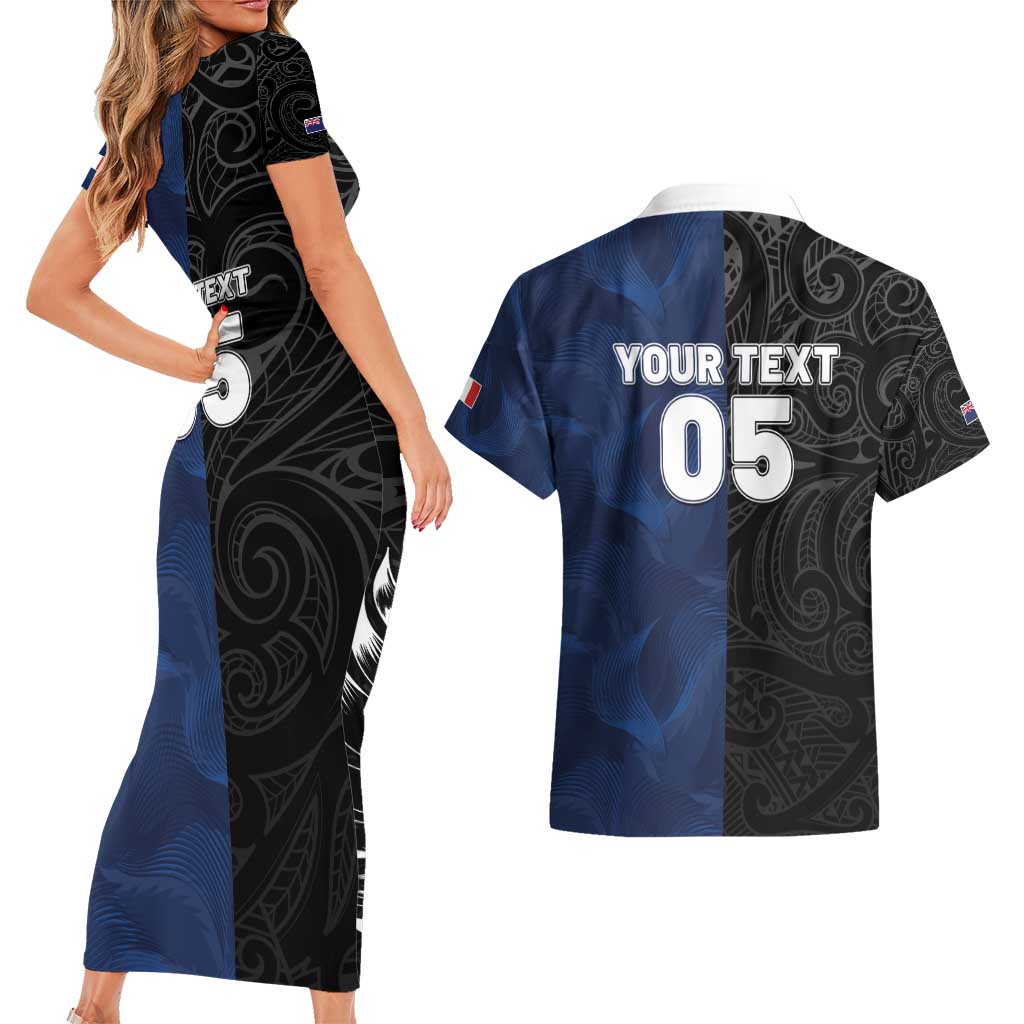 France And New Zealand Rugby Custom Couples Matching Short Sleeve Bodycon Dress and Hawaiian Shirt Les Bleus Rooster With Maori Tiki LT05 - Polynesian Pride
