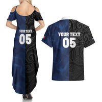 France And New Zealand Rugby Custom Couples Matching Summer Maxi Dress and Hawaiian Shirt Les Bleus Rooster With Maori Tiki LT05 - Polynesian Pride