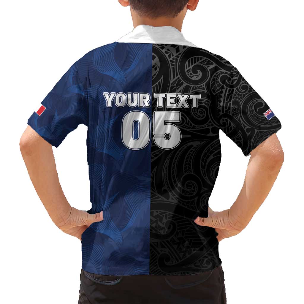 France And New Zealand Rugby Custom Family Matching Off Shoulder Short Dress and Hawaiian Shirt Les Bleus Rooster With Maori Tiki LT05 - Polynesian Pride