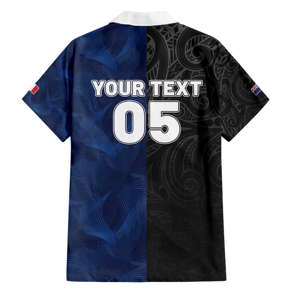 France And New Zealand Rugby Custom Family Matching Off Shoulder Short Dress and Hawaiian Shirt Les Bleus Rooster With Maori Tiki LT05 - Polynesian Pride