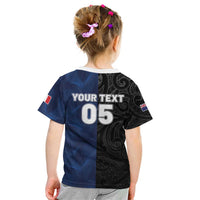 France And New Zealand Rugby Custom Kid T Shirt Les Bleus Rooster With Maori Tiki LT05 - Polynesian Pride