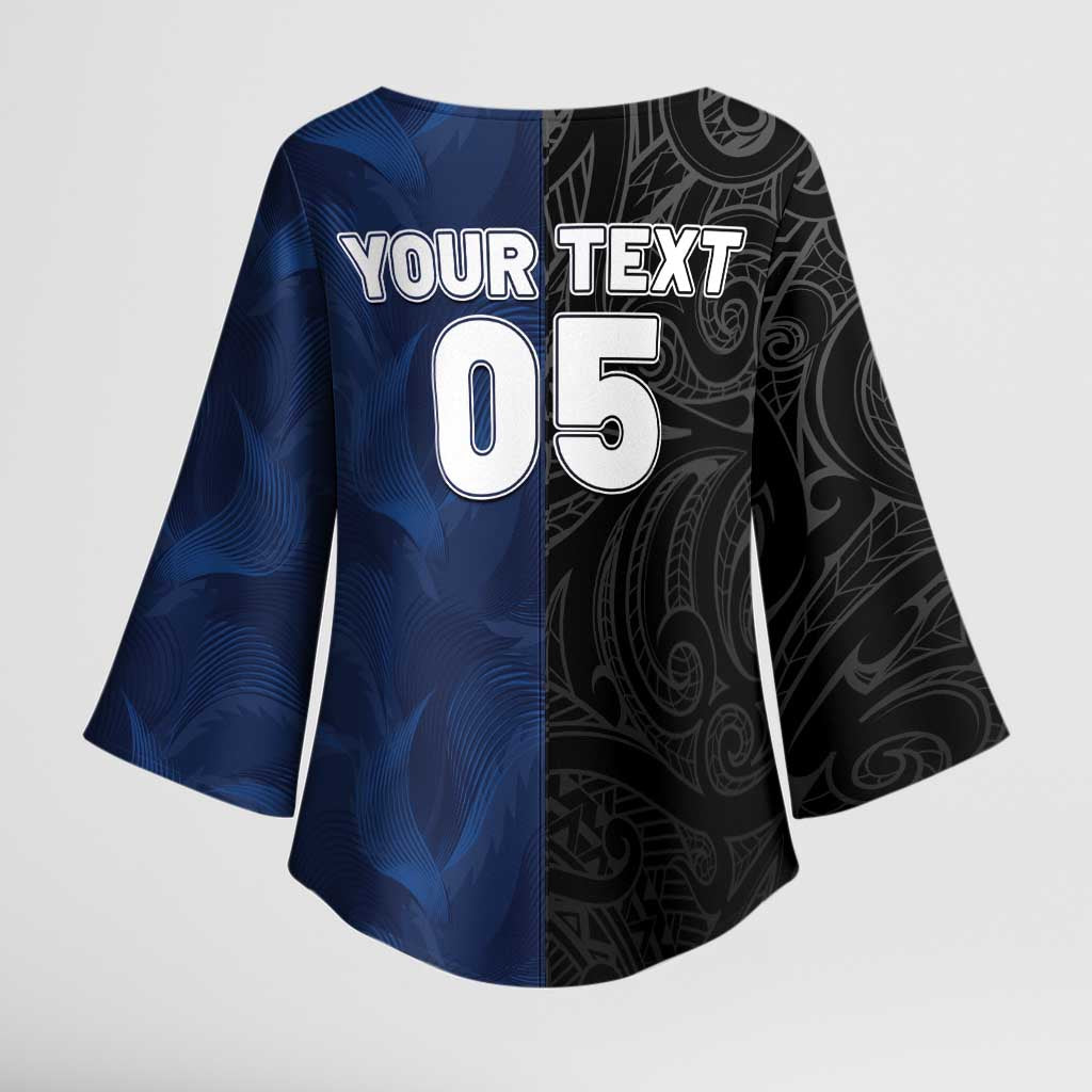 France And New Zealand Rugby Custom Kimono Sleeve Blouse Les Bleus Rooster With Maori Tiki LT05 - Polynesian Pride