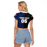 France And New Zealand Rugby Custom Raglan Cropped T Shirt Les Bleus Rooster With Maori Tiki LT05 - Polynesian Pride