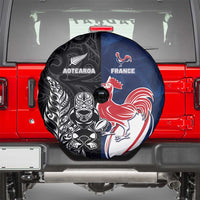 France And New Zealand Rugby Spare Tire Cover Les Bleus Rooster With Maori Tiki LT05 - Polynesian Pride