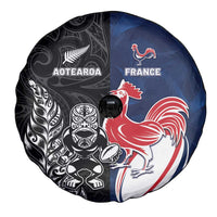 France And New Zealand Rugby Spare Tire Cover Les Bleus Rooster With Maori Tiki LT05 - Polynesian Pride