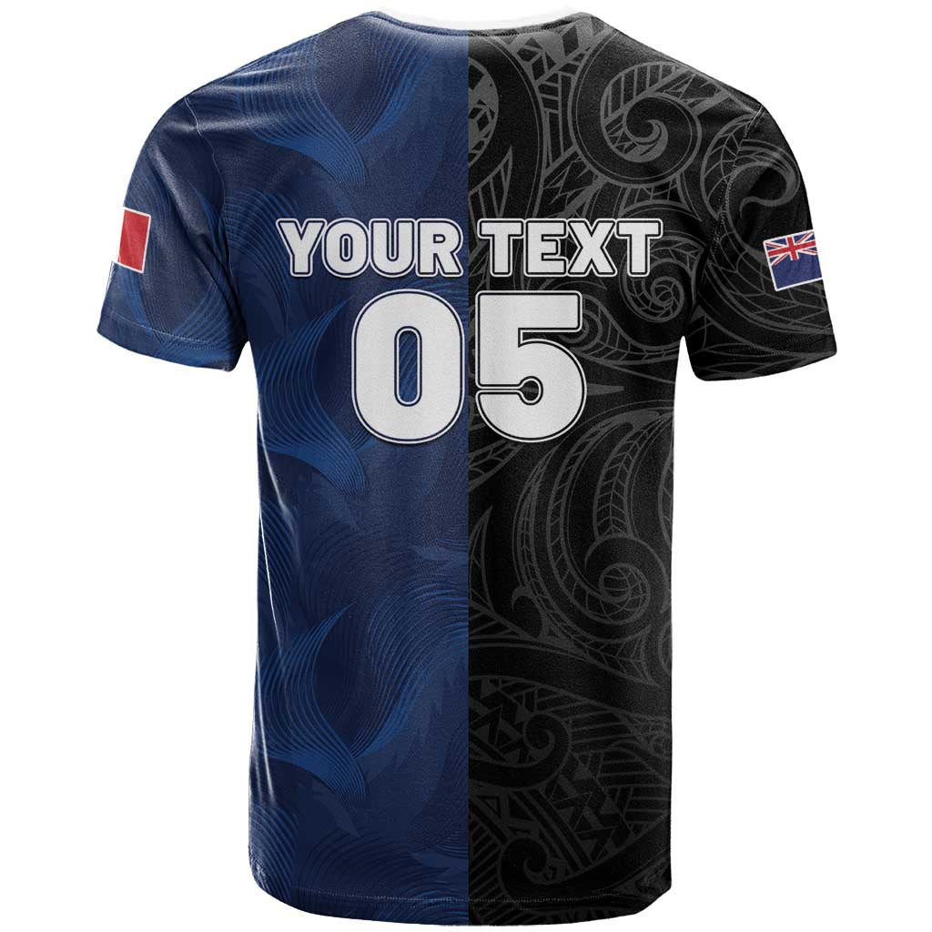 France And New Zealand Rugby Custom T Shirt Les Bleus Rooster With Maori Tiki LT05 - Polynesian Pride
