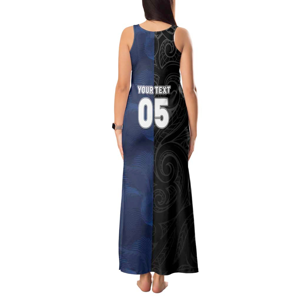 France And New Zealand Rugby Custom Tank Maxi Dress Les Bleus Rooster With Maori Tiki LT05 - Polynesian Pride