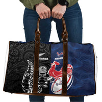 France And New Zealand Rugby Travel Bag Les Bleus Rooster With Maori Tiki LT05 Black - Polynesian Pride