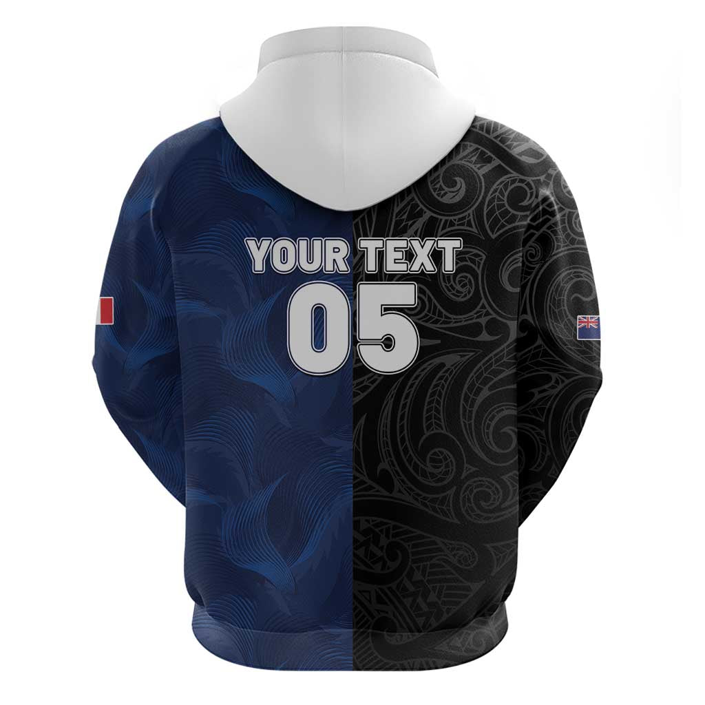 France And New Zealand Rugby Custom Zip Hoodie Les Bleus Rooster With Maori Tiki LT05 - Polynesian Pride